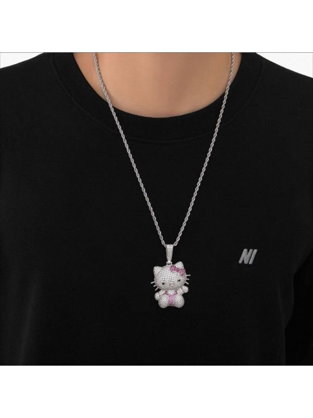 Hello Kitty Rhinestone Necklace with Chain - Picture 3 of 3
